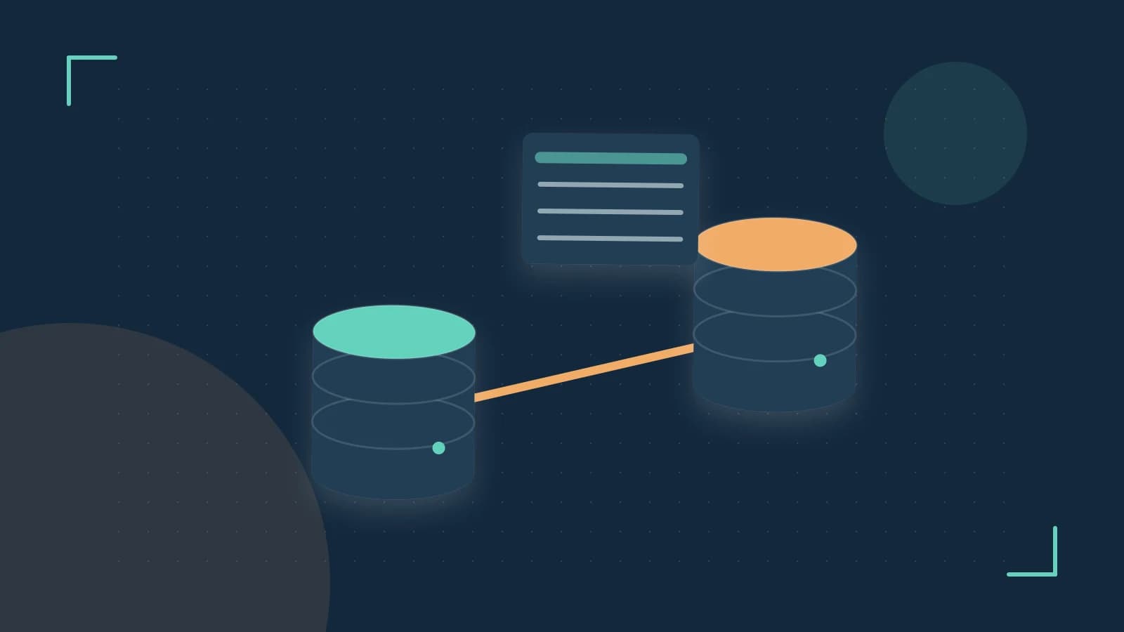 Editorial illustration of structured records, database cylinders and relationships between tables