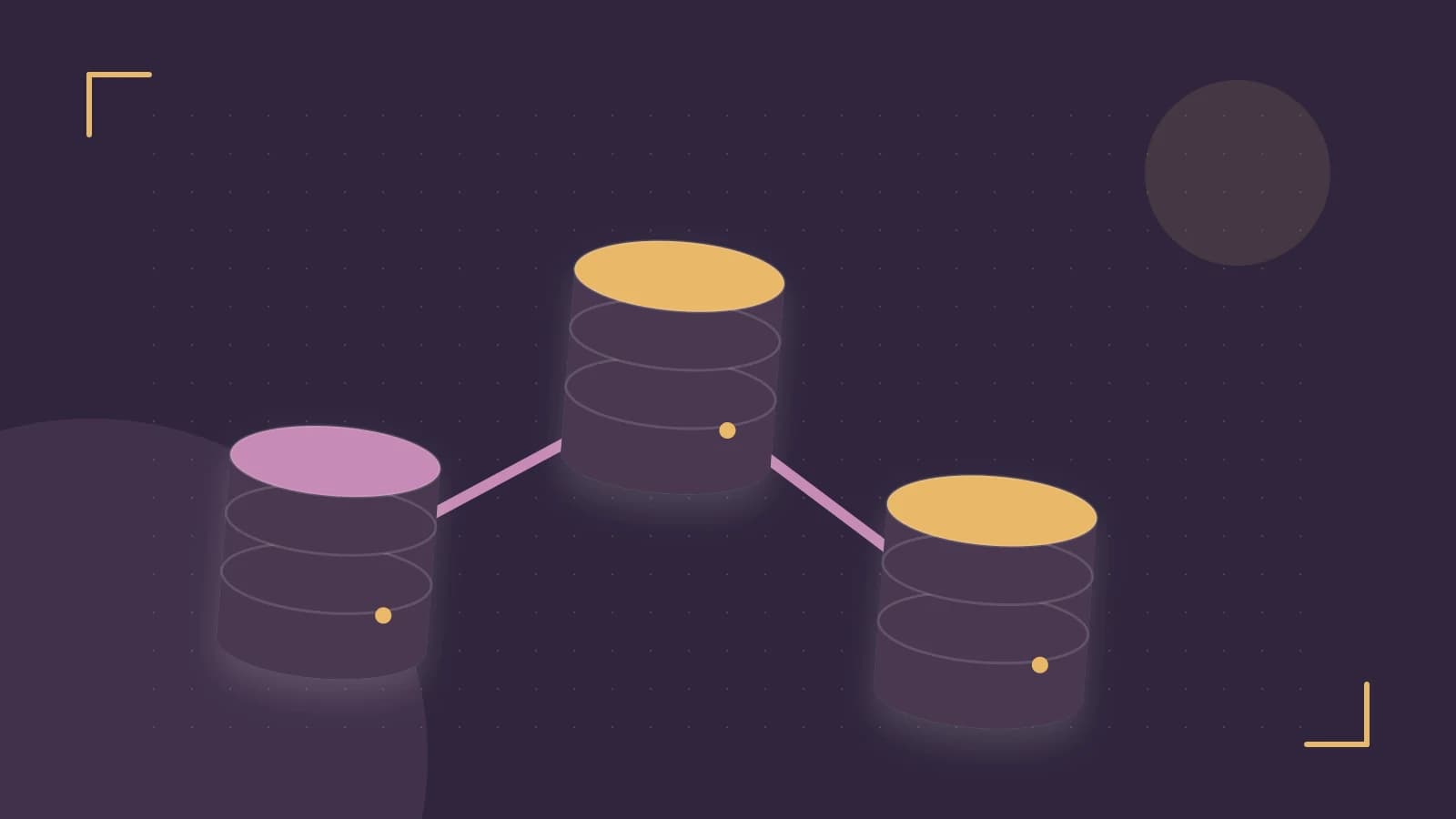 Editorial illustration of structured records, database cylinders and relationships between tables