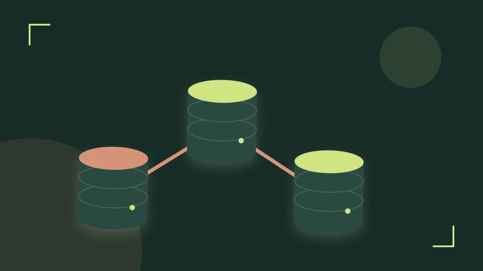 Editorial illustration of structured records, database cylinders and relationships between tables