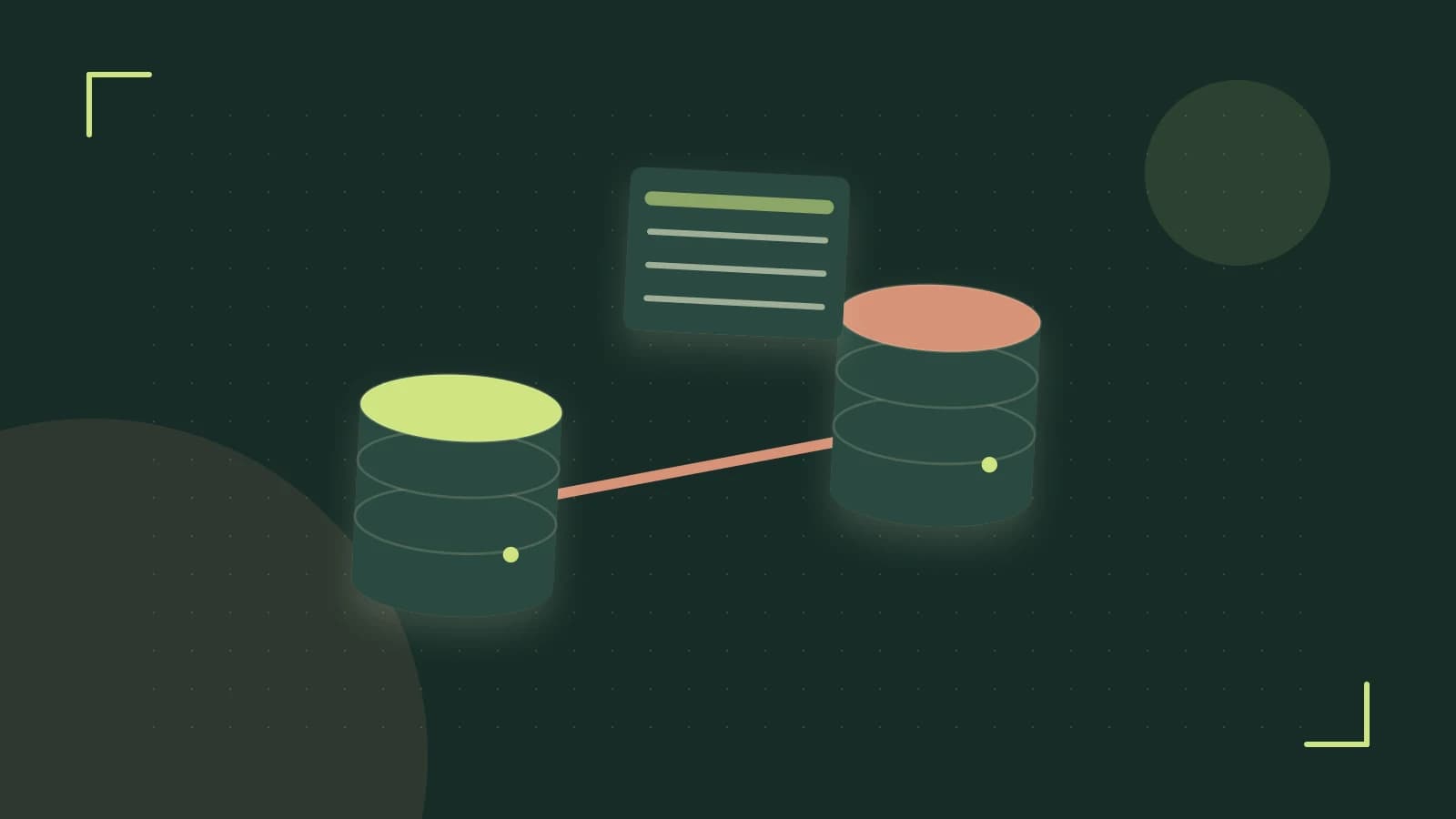 Editorial illustration of structured records, database cylinders and relationships between tables