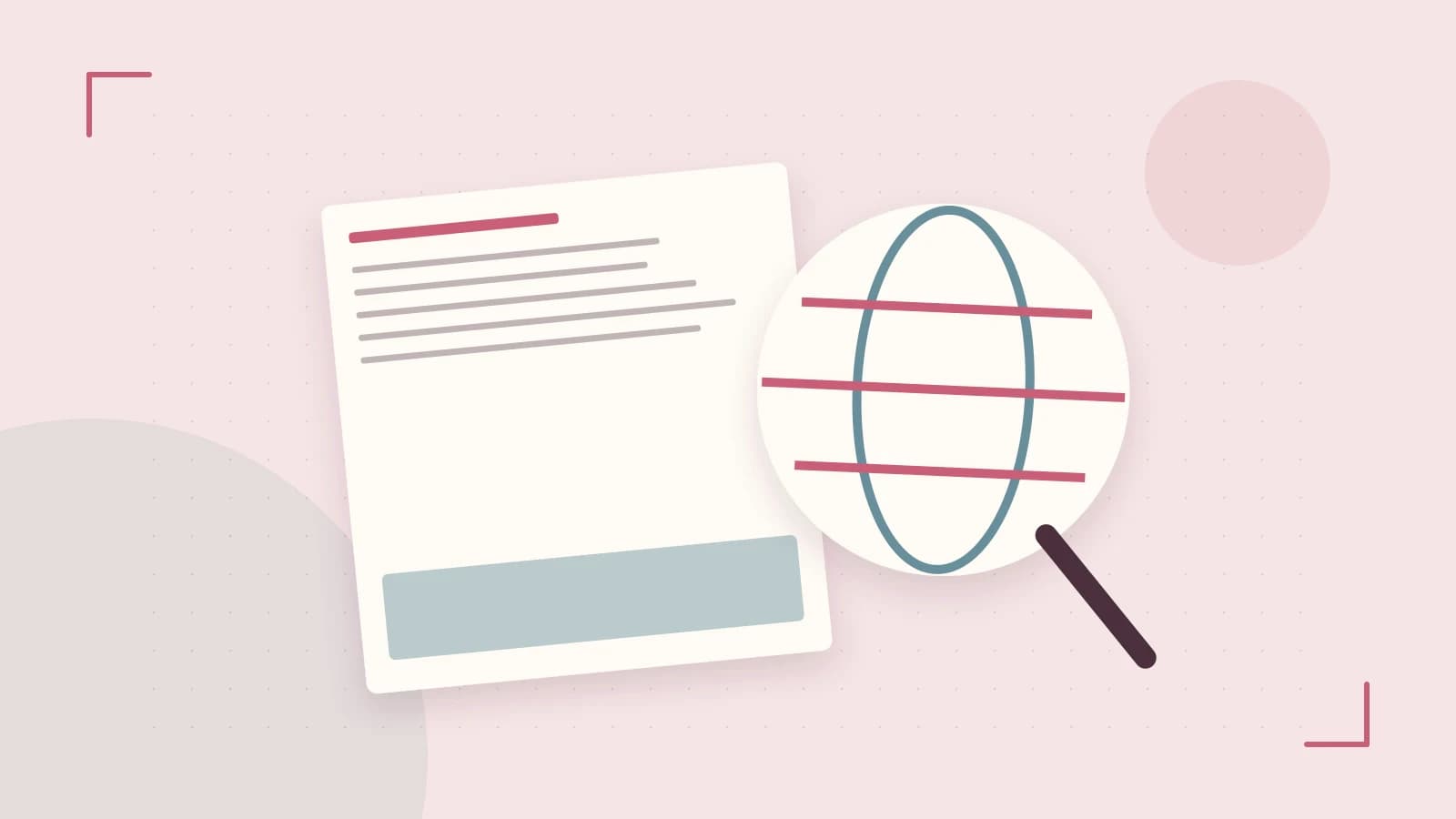 Editorial illustration of an editorial globe with meridians and layered geographic shapes