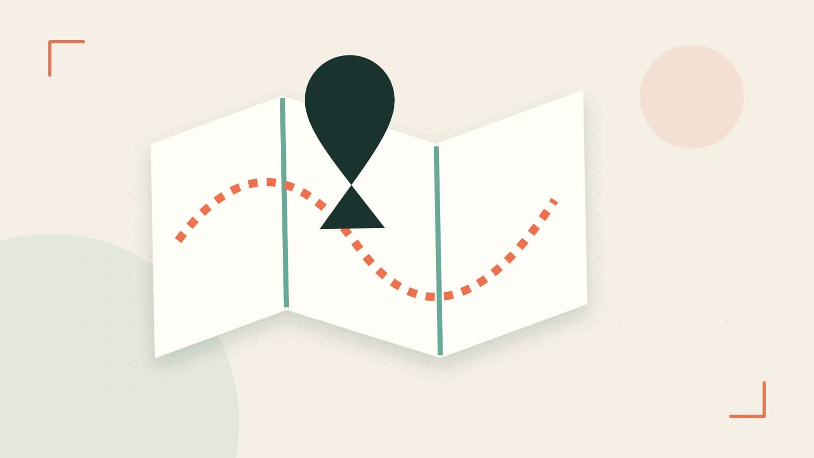 Editorial illustration of an editorial globe with meridians and layered geographic shapes