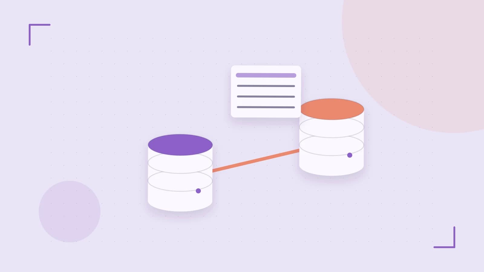 Editorial illustration of structured records, database cylinders and relationships between tables