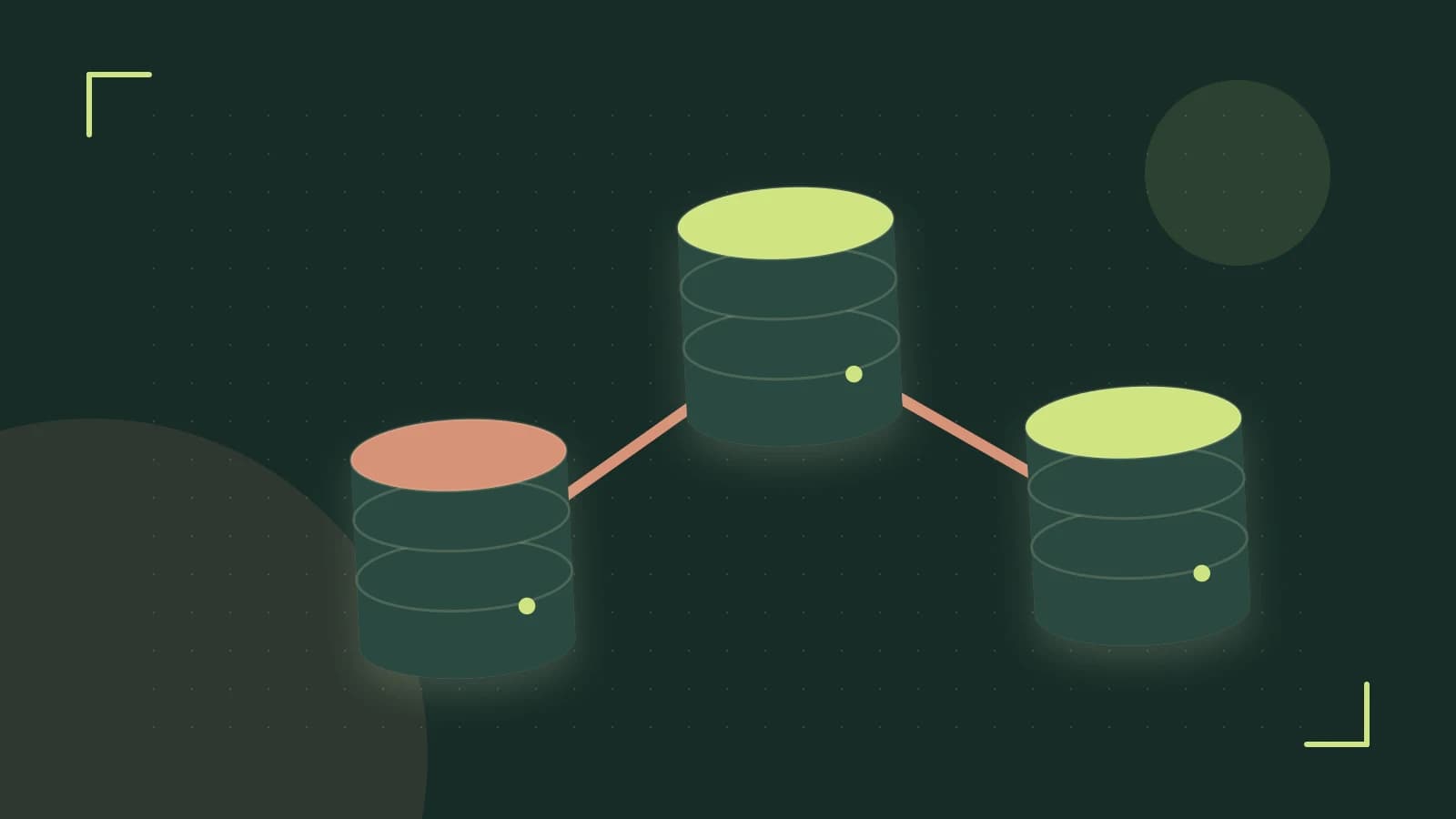 Editorial illustration of structured records, database cylinders and relationships between tables