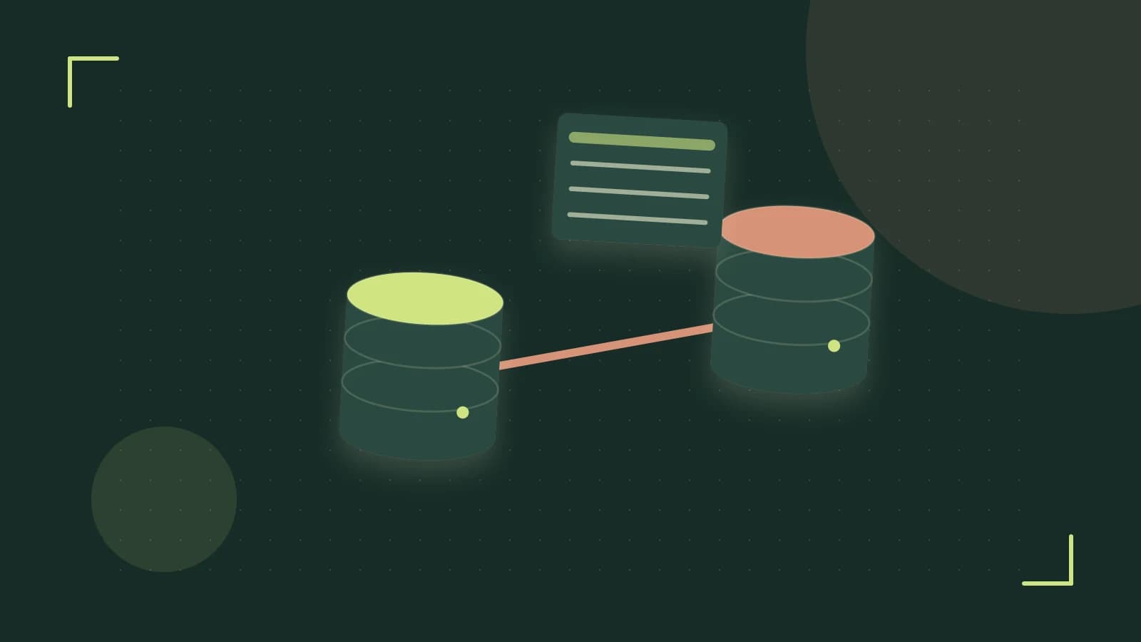 Editorial illustration of structured records, database cylinders and relationships between tables