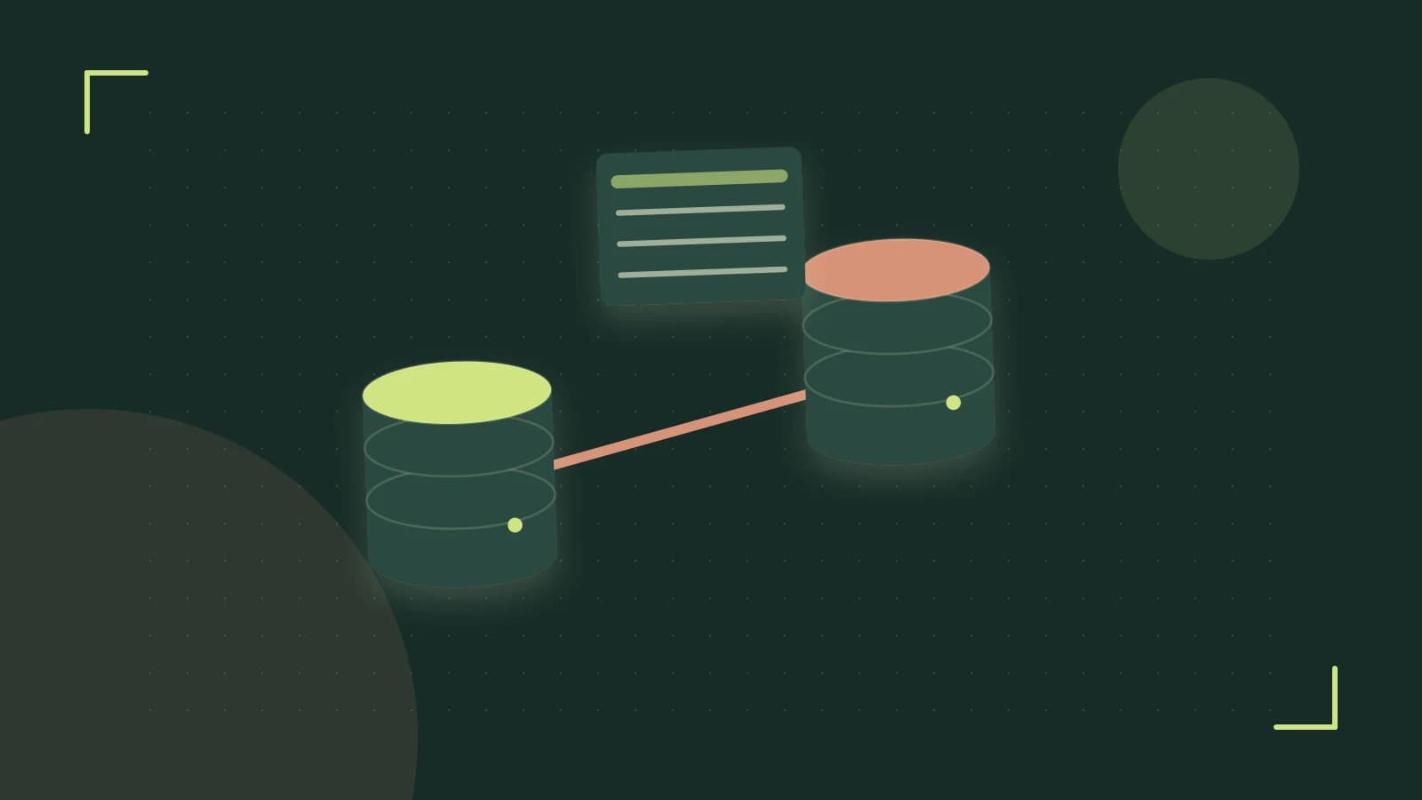 Editorial illustration of structured records, database cylinders and relationships between tables