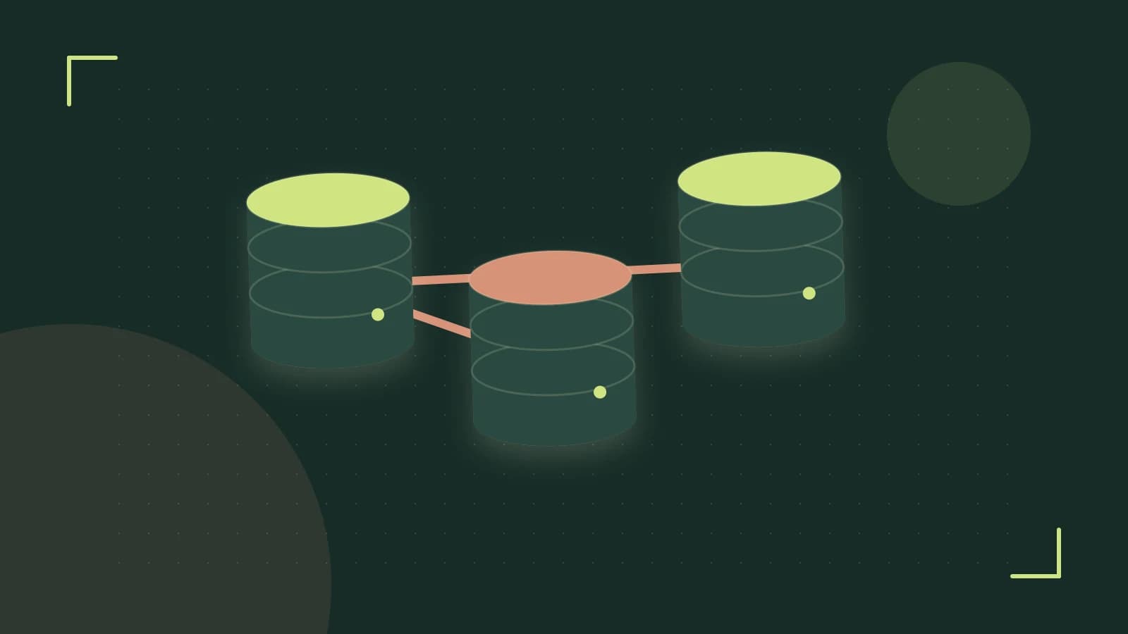 Editorial illustration of structured records, database cylinders and relationships between tables