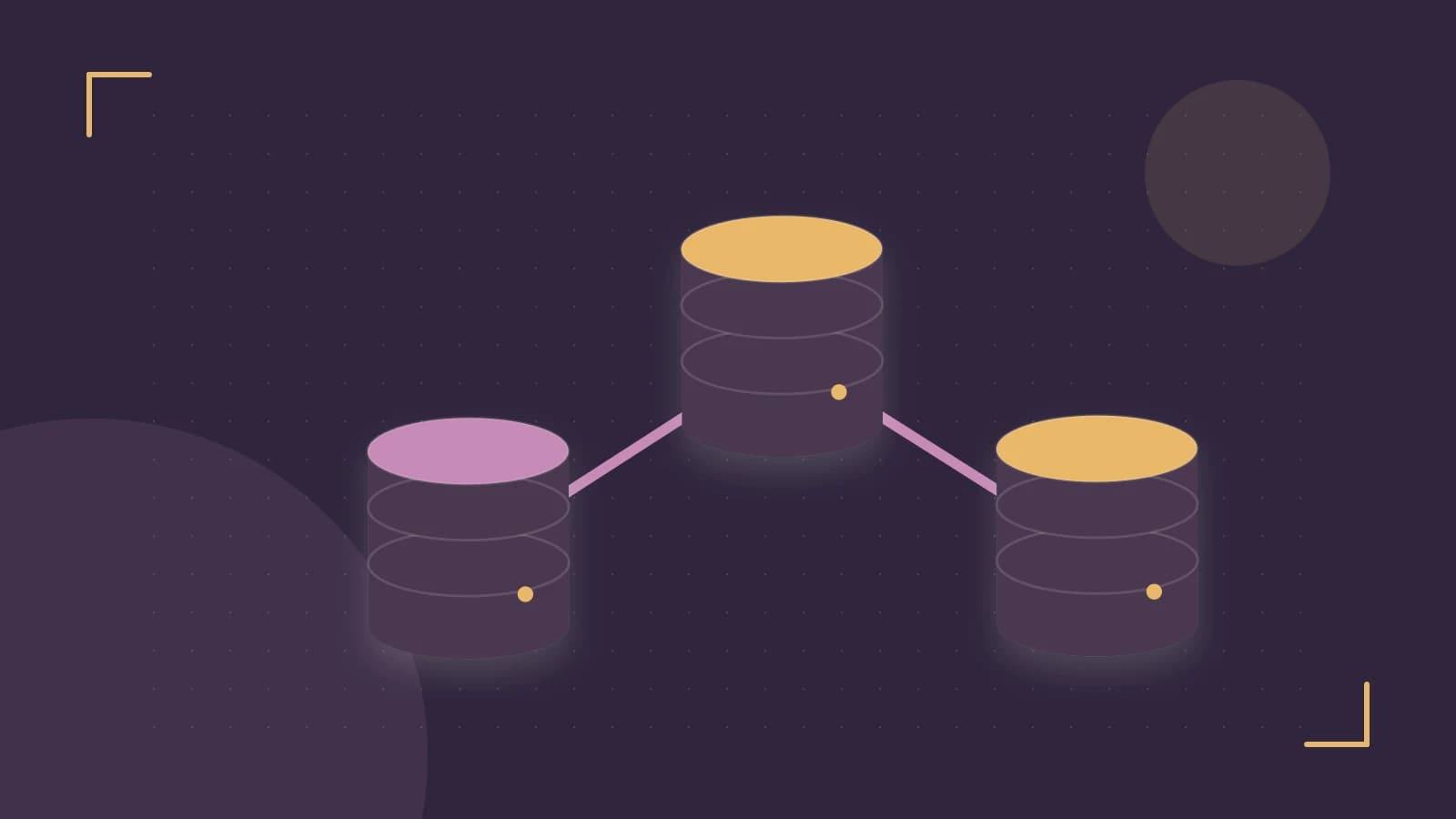 Editorial illustration of structured records, database cylinders and relationships between tables