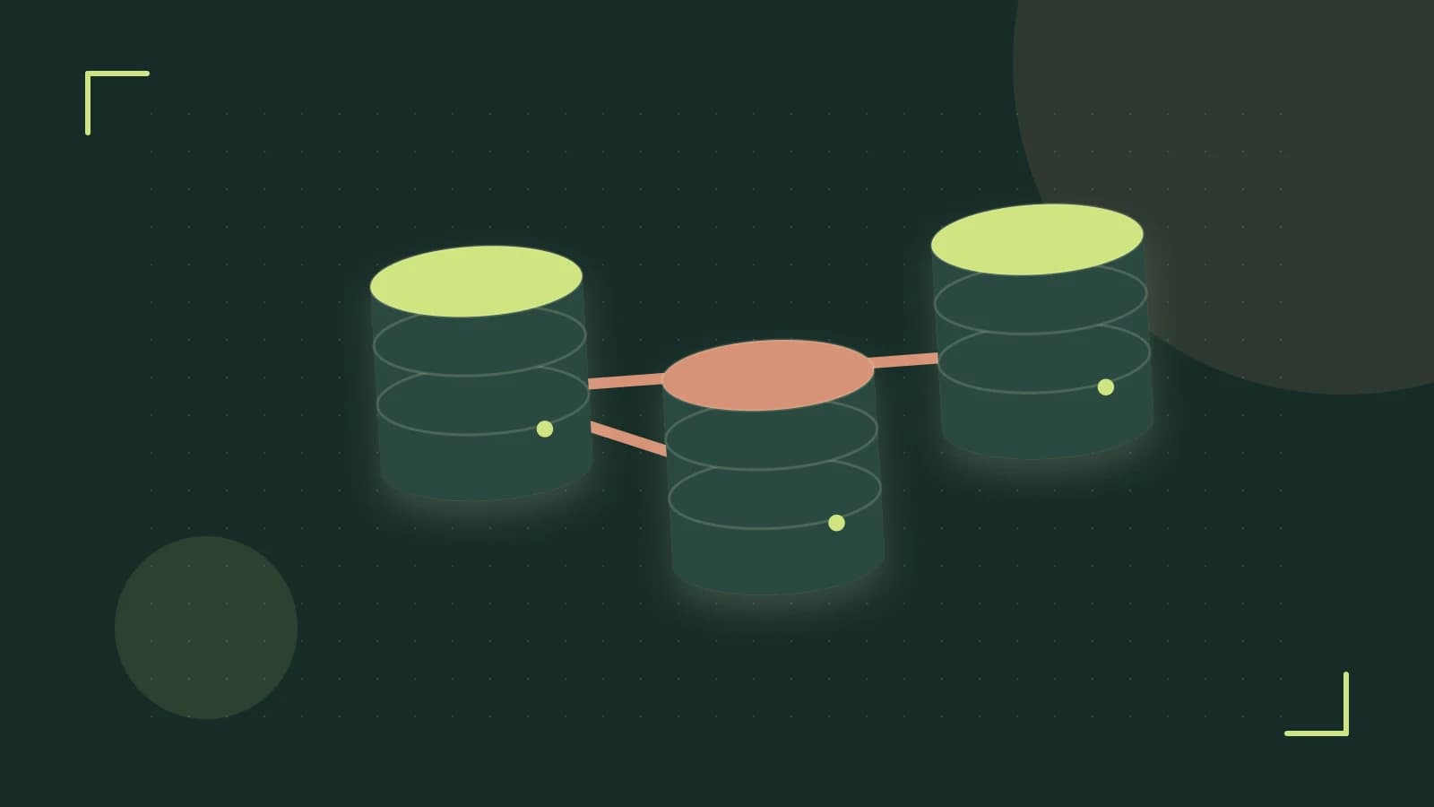 Editorial illustration of structured records, database cylinders and relationships between tables