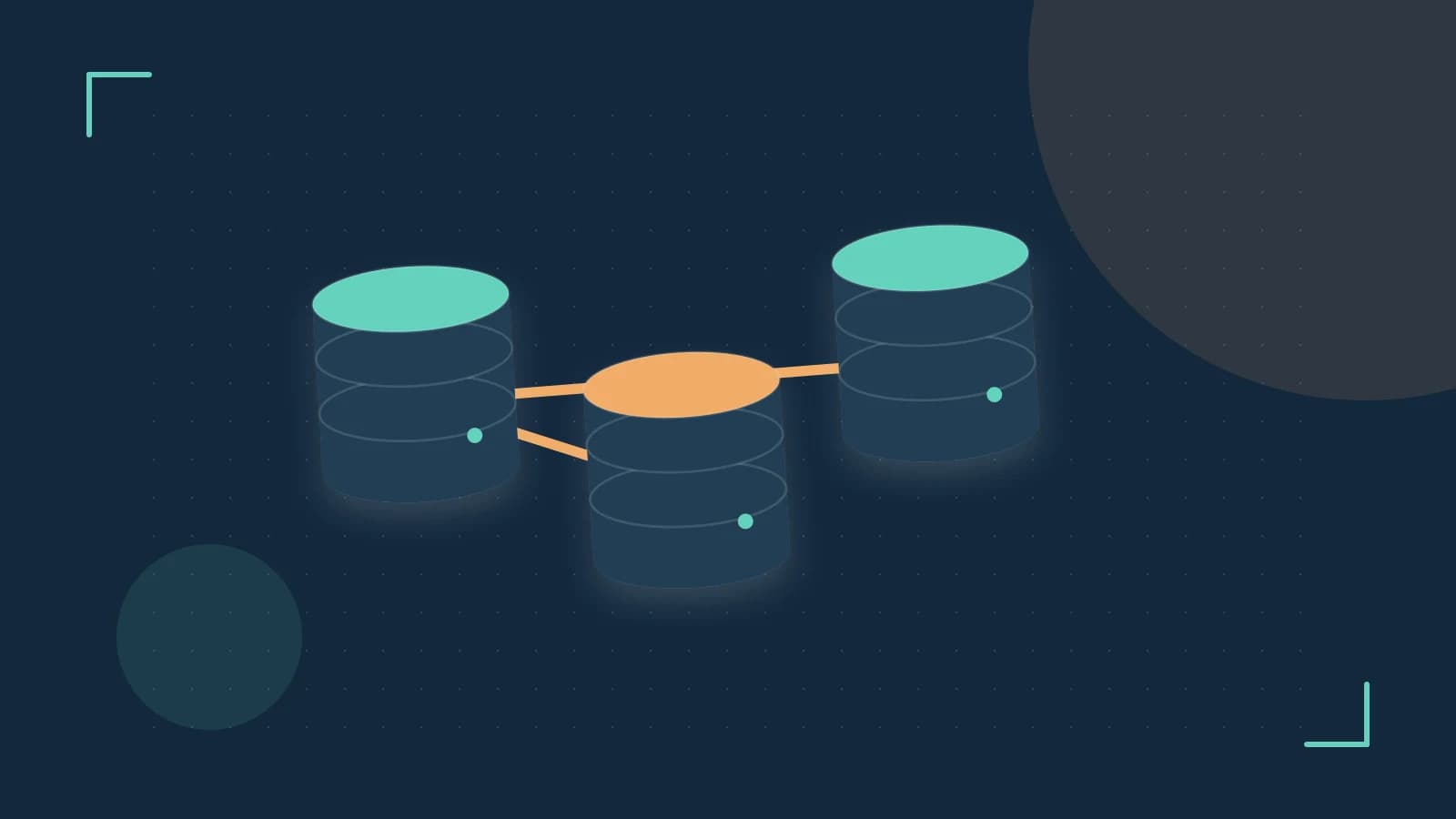Editorial illustration of structured records, database cylinders and relationships between tables