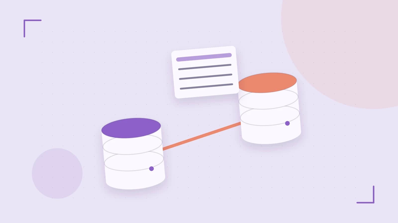 Editorial illustration of structured records, database cylinders and relationships between tables