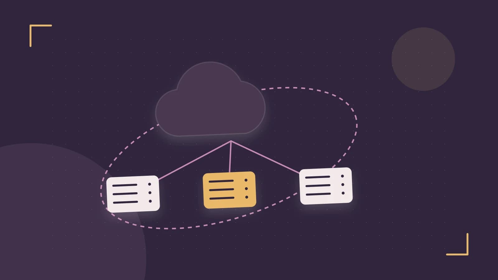 Editorial illustration of cloud infrastructure, connected server racks and an orbital service map