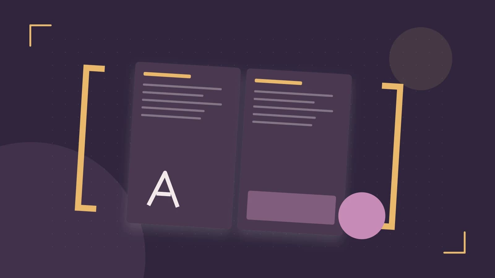Editorial illustration of typeset pages, expressive letterform shapes and a precise editorial page grid