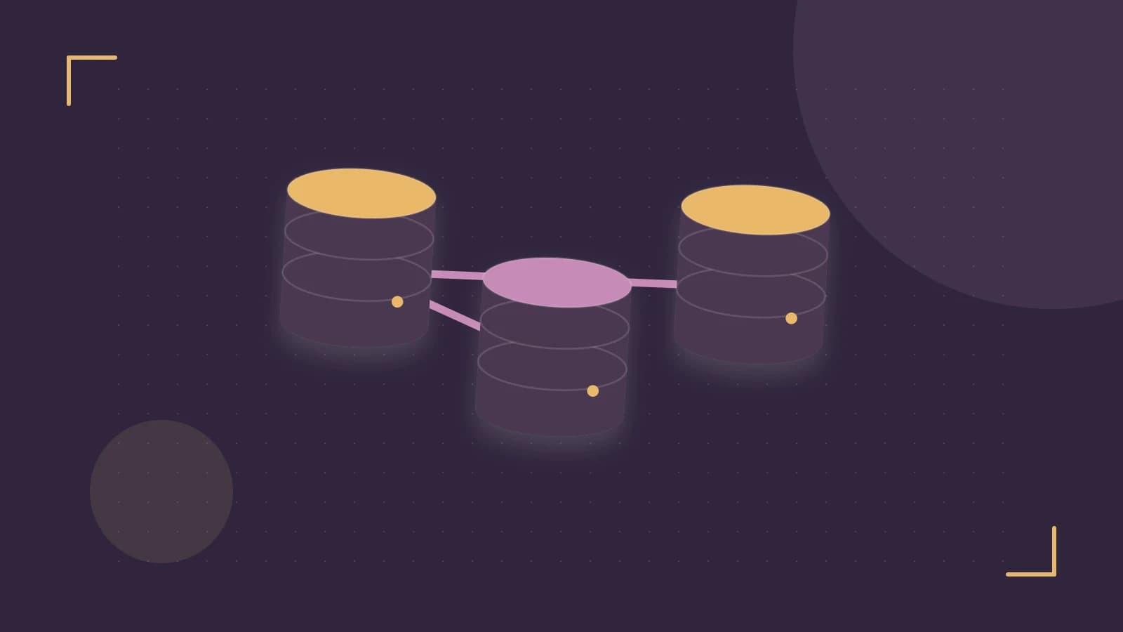 Editorial illustration of structured records, database cylinders and relationships between tables