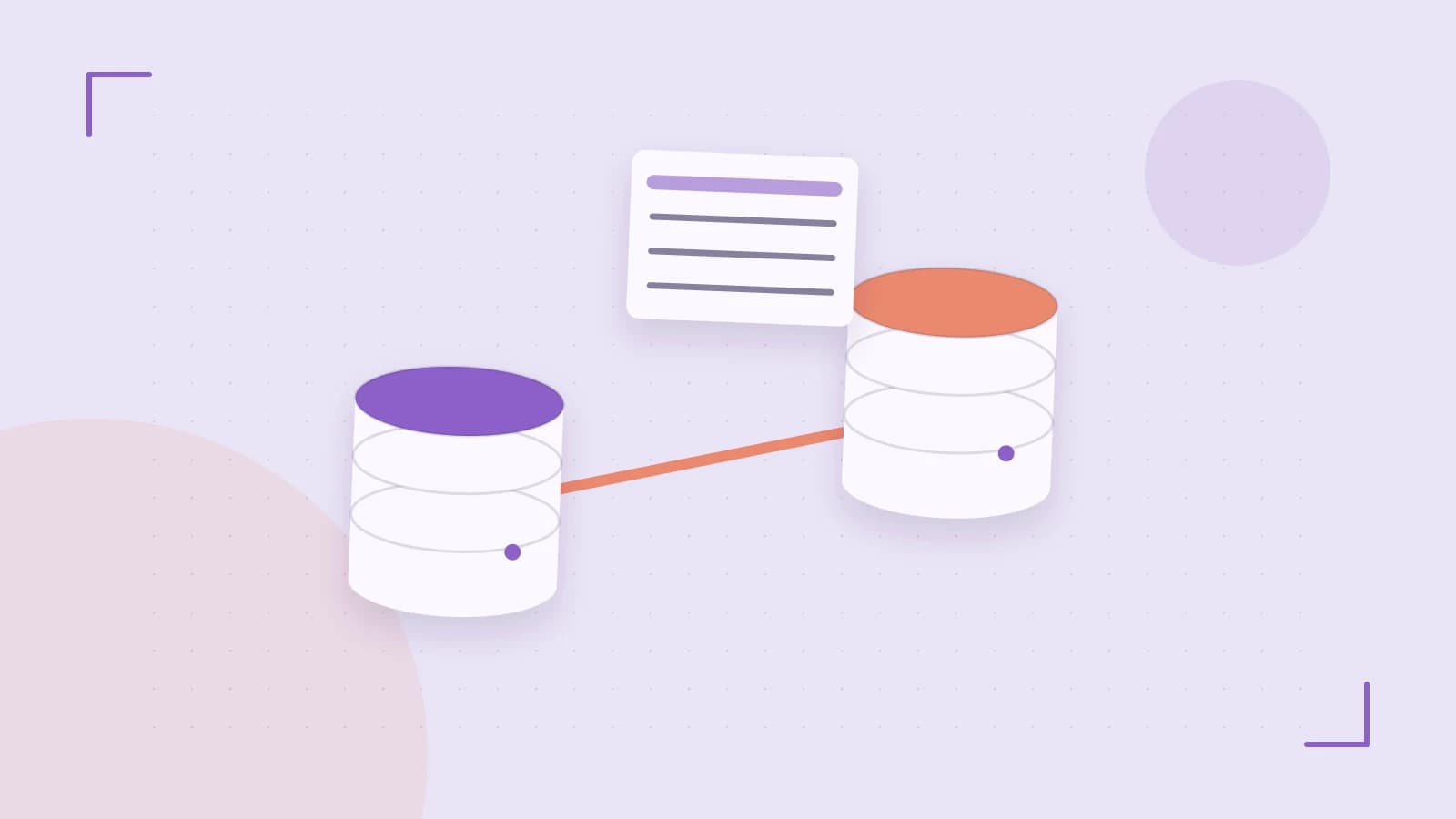 Editorial illustration of structured records, database cylinders and relationships between tables