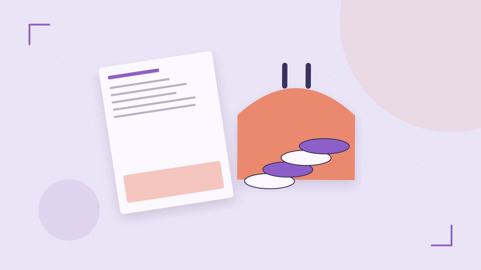 Editorial illustration of abstract coins, a payment card and a geometric financial chart without data labels