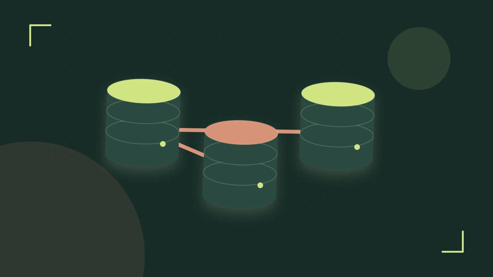 Editorial illustration of structured records, database cylinders and relationships between tables