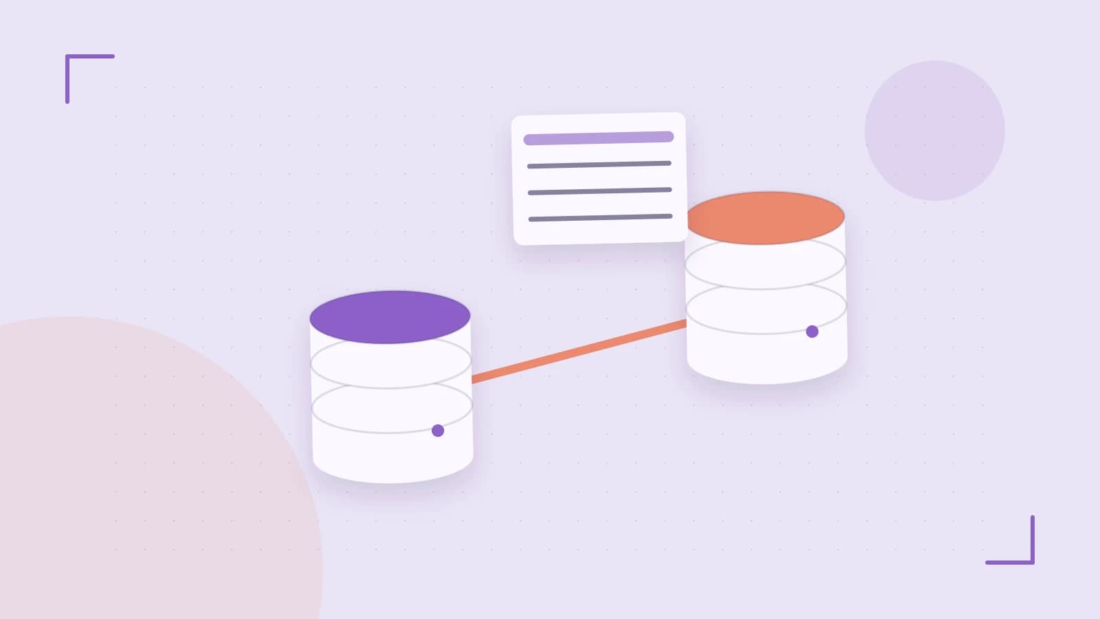 Editorial illustration of structured records, database cylinders and relationships between tables