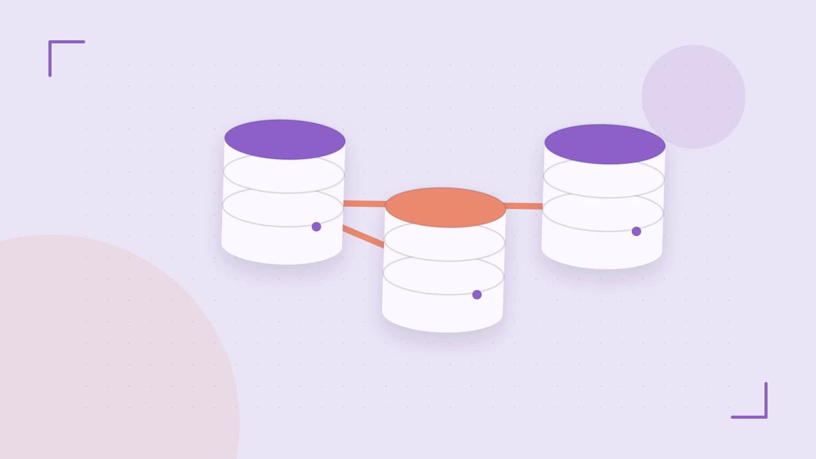 Editorial illustration of structured records, database cylinders and relationships between tables