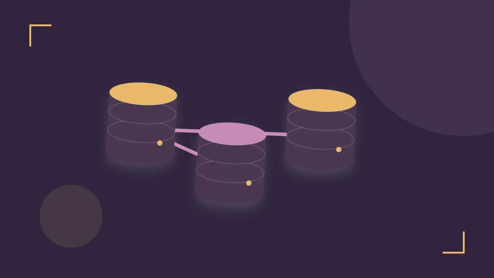 Editorial illustration of structured records, database cylinders and relationships between tables