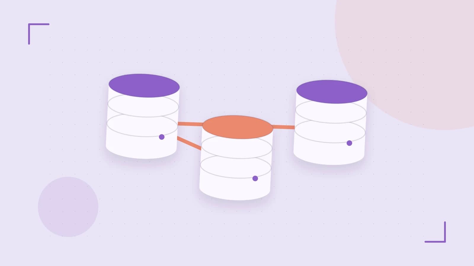 Editorial illustration of structured records, database cylinders and relationships between tables