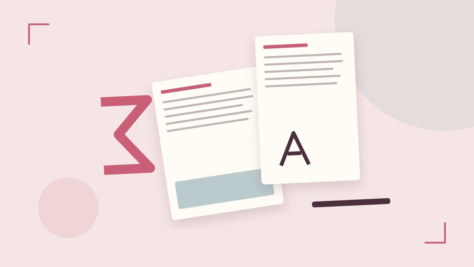 Editorial illustration of typeset pages, expressive letterform shapes and a precise editorial page grid
