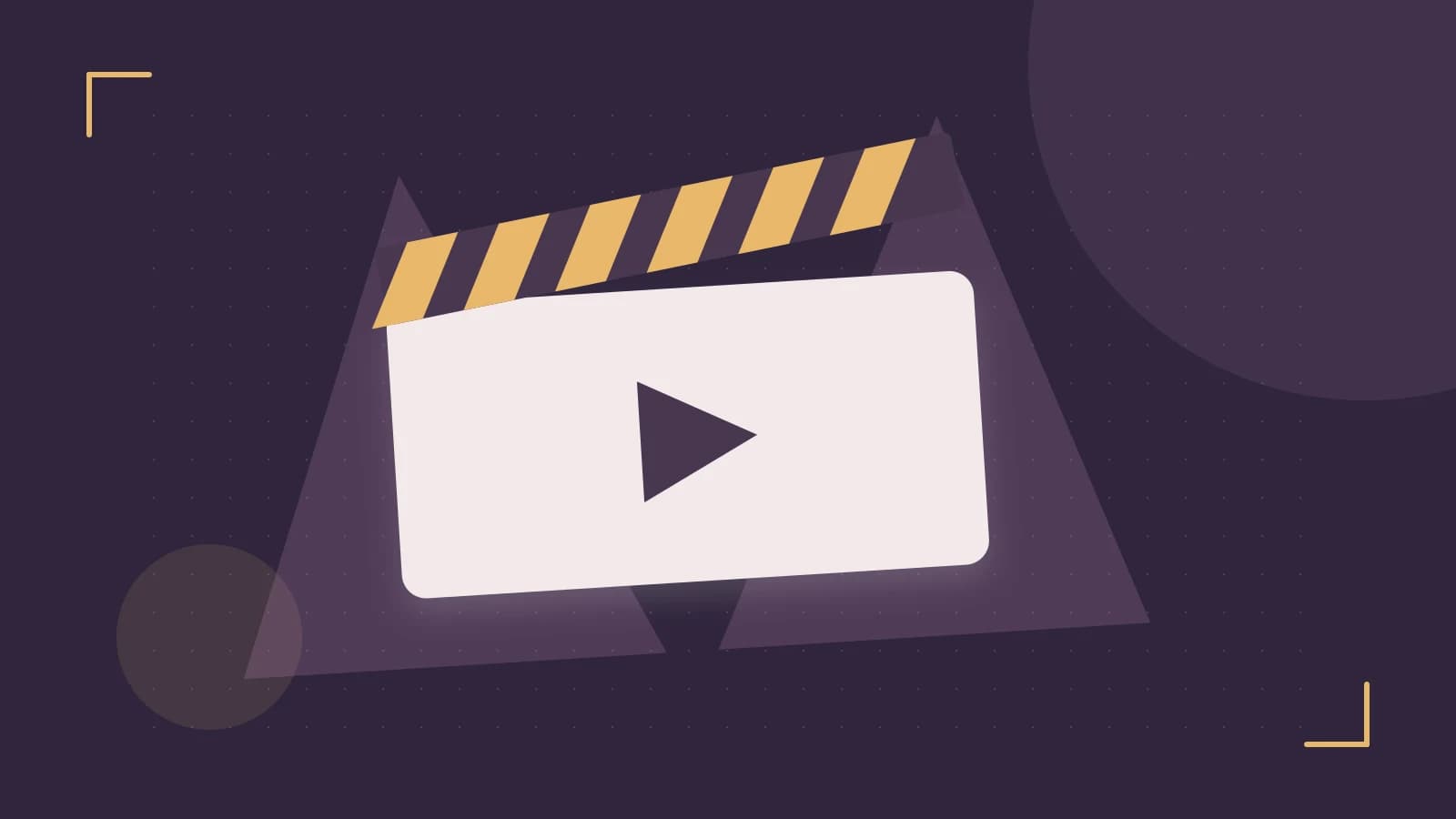 Editorial illustration of a film clapperboard, a spotlight and layered cultural artwork