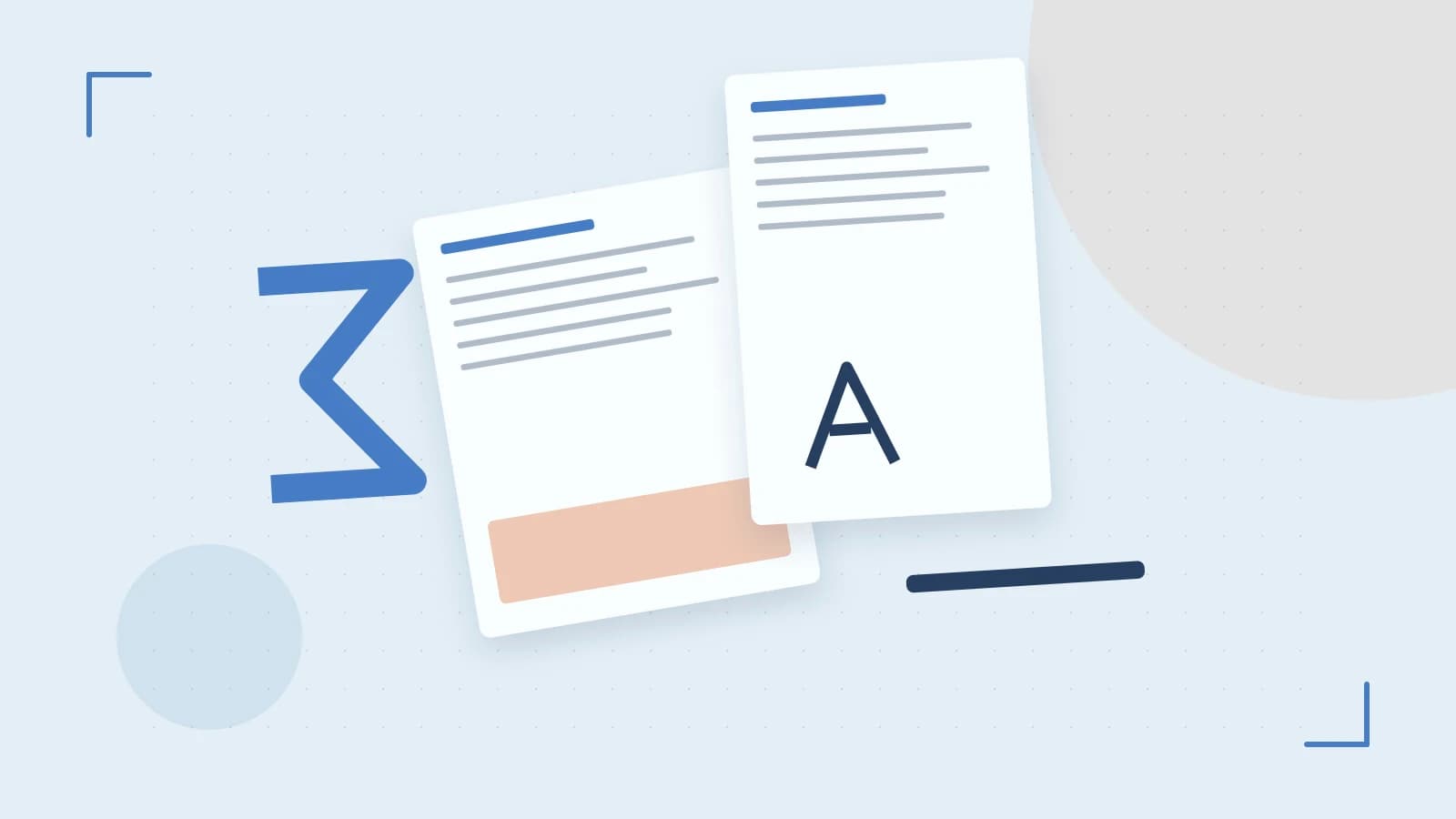 Editorial illustration of typeset pages, expressive letterform shapes and a precise editorial page grid