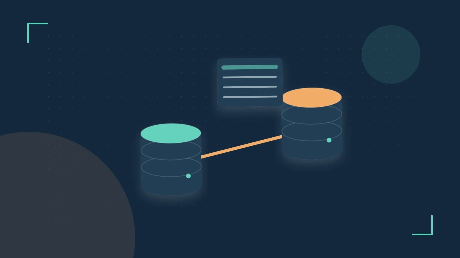 Editorial illustration of structured records, database cylinders and relationships between tables