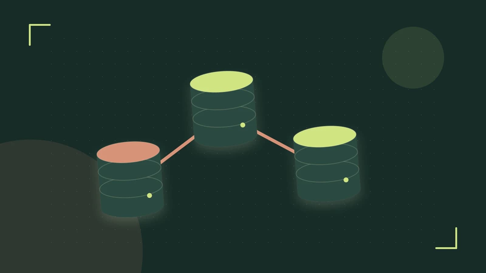 Editorial illustration of structured records, database cylinders and relationships between tables