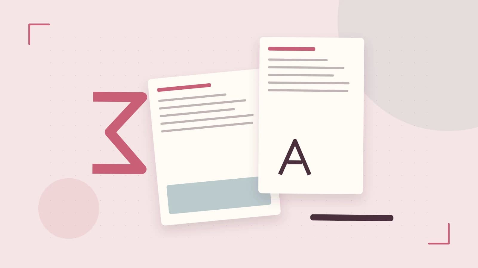 Editorial illustration of typeset pages, expressive letterform shapes and a precise editorial page grid