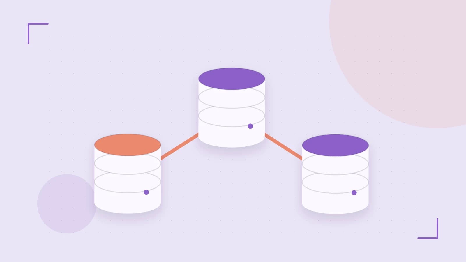 Editorial illustration of structured records, database cylinders and relationships between tables