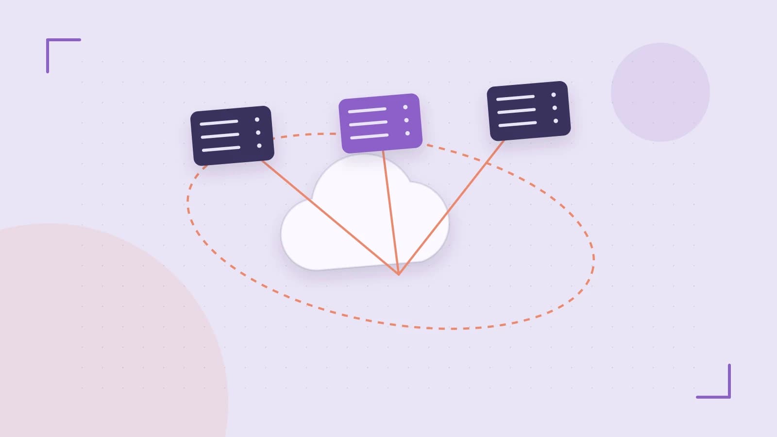 Editorial illustration of cloud infrastructure, connected server racks and an orbital service map