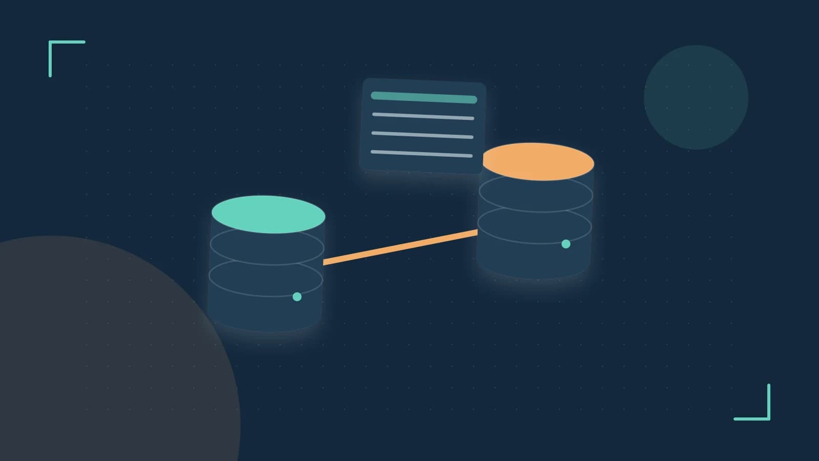 Editorial illustration of structured records, database cylinders and relationships between tables
