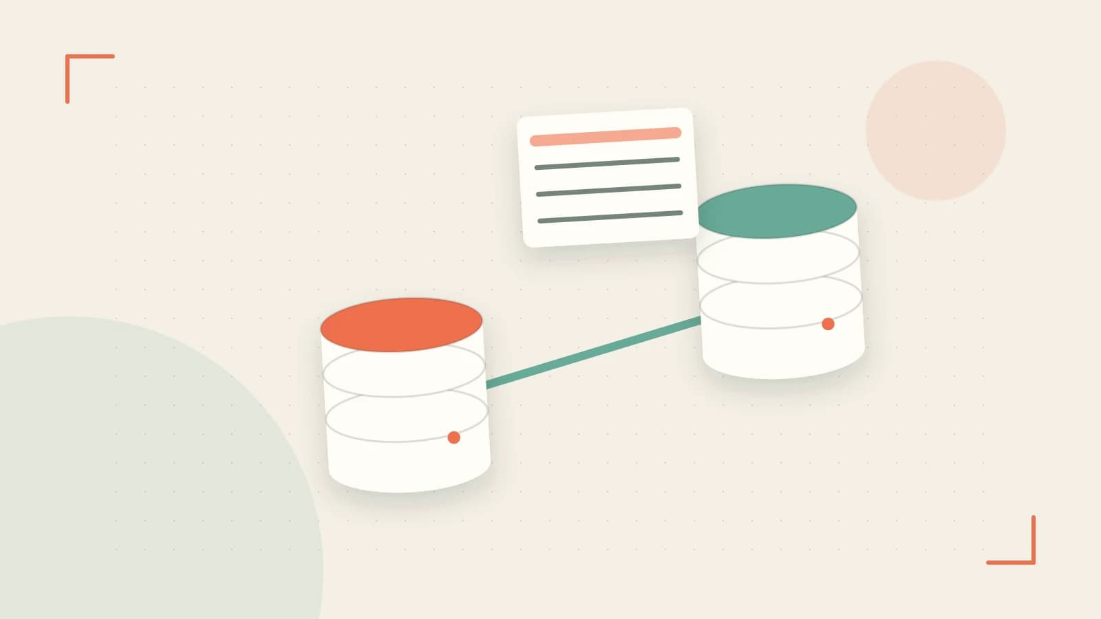 Editorial illustration of structured records, database cylinders and relationships between tables