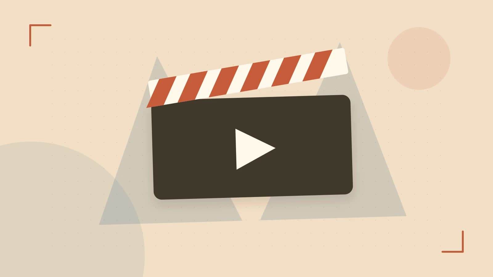 Editorial illustration of a film clapperboard, a spotlight and layered cultural artwork