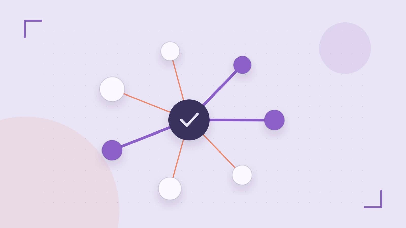 Editorial illustration of an algorithmic node graph with branching paths and a highlighted result