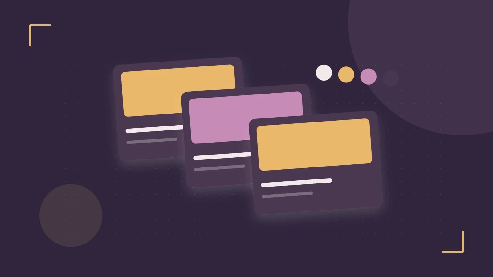 Editorial illustration of responsive browser layouts, overlapping design components and a color system