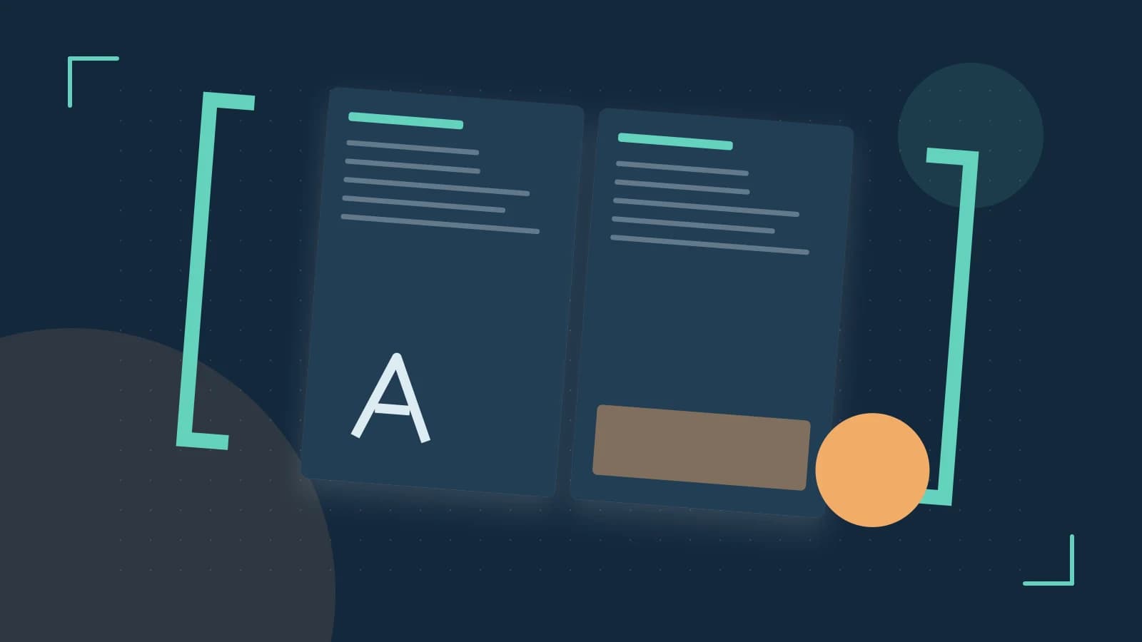 Editorial illustration of typeset pages, expressive letterform shapes and a precise editorial page grid