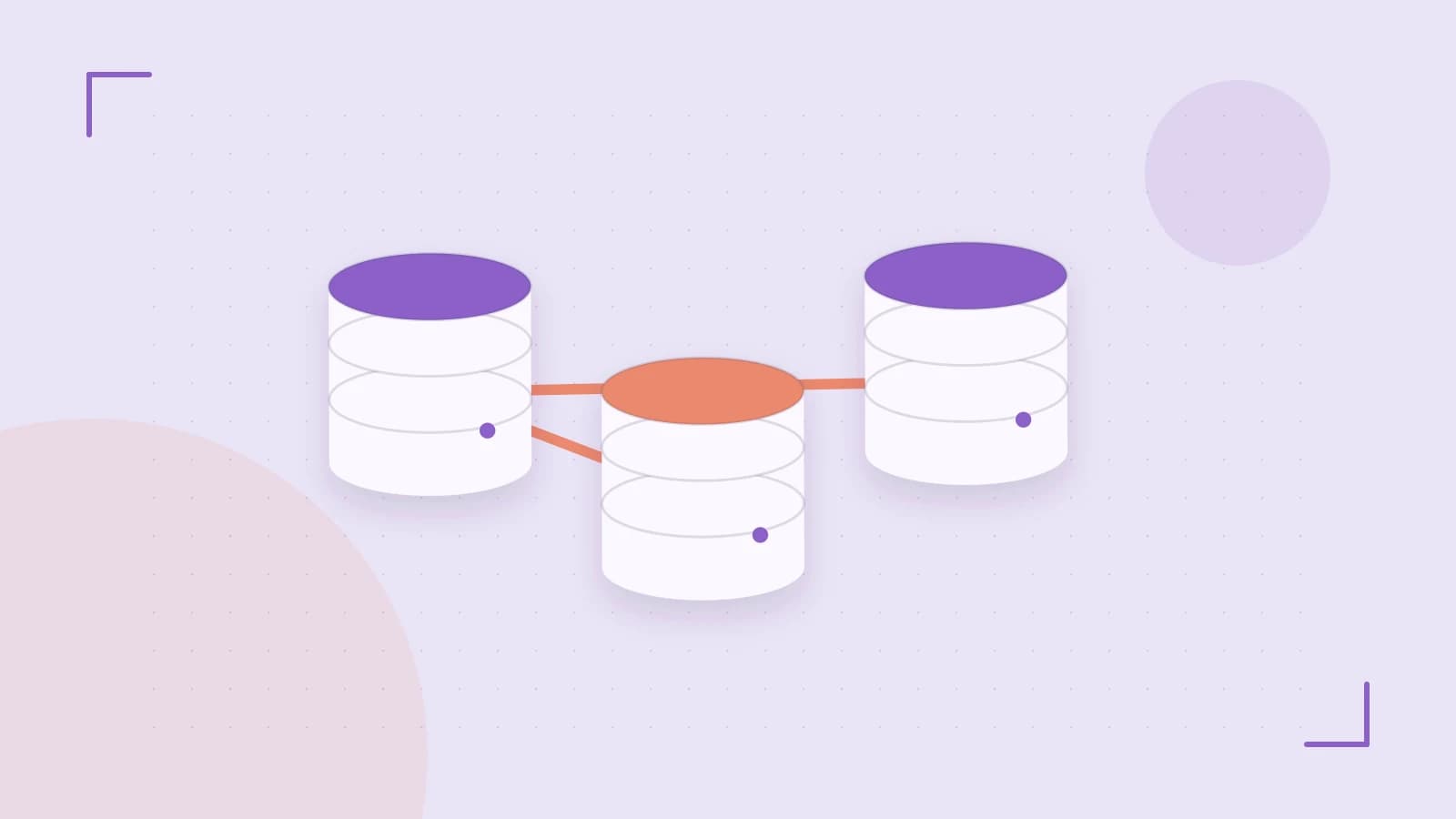 Editorial illustration of structured records, database cylinders and relationships between tables