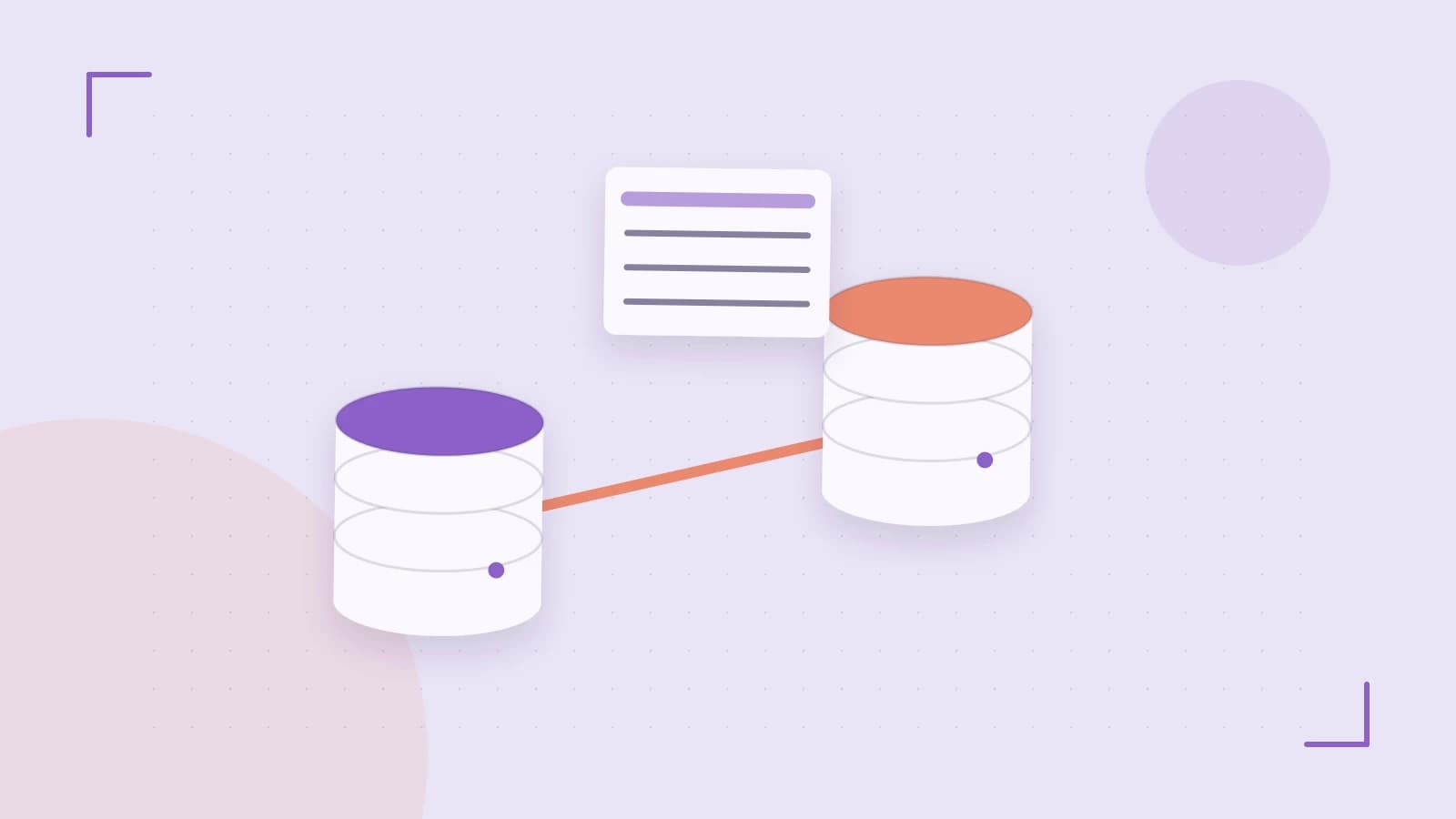 Editorial illustration of structured records, database cylinders and relationships between tables