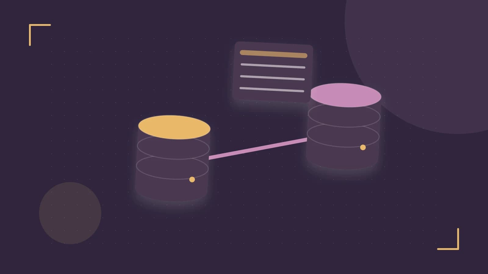Editorial illustration of structured records, database cylinders and relationships between tables