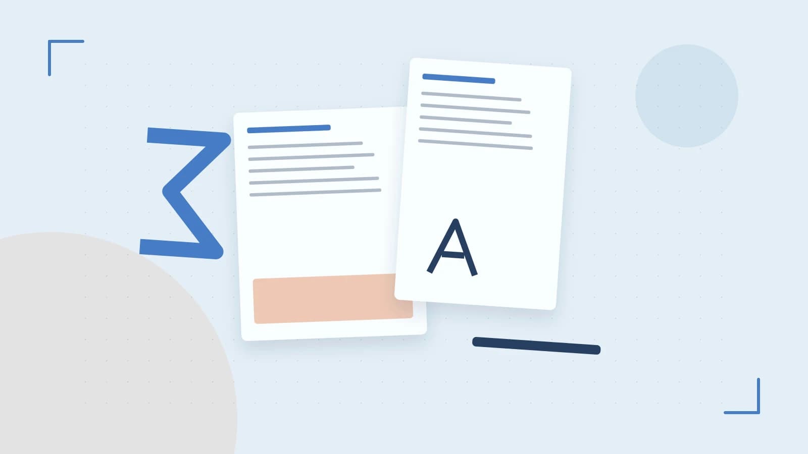 Editorial illustration of typeset pages, expressive letterform shapes and a precise editorial page grid