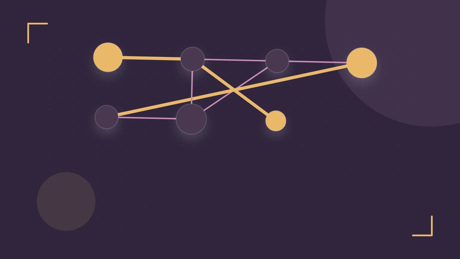 Editorial illustration of an algorithmic node graph with branching paths and a highlighted result