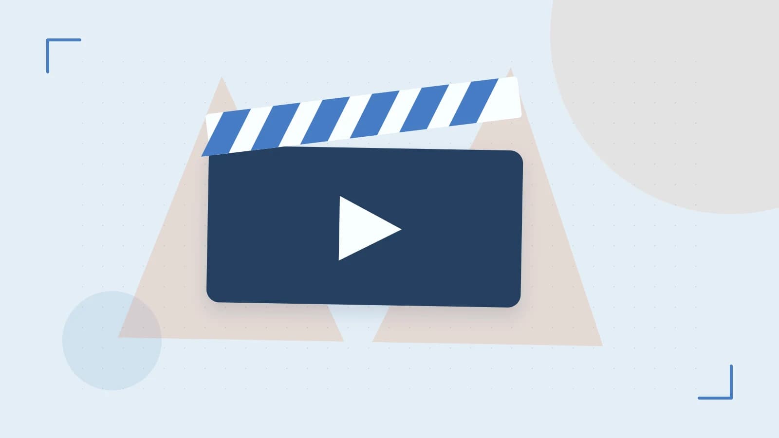 Editorial illustration of a film clapperboard, a spotlight and layered cultural artwork