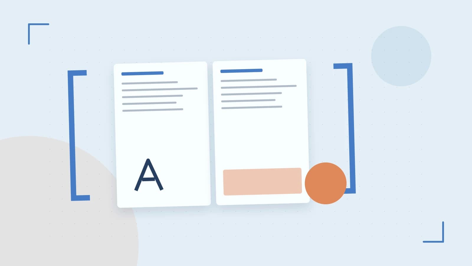 Editorial illustration of typeset pages, expressive letterform shapes and a precise editorial page grid