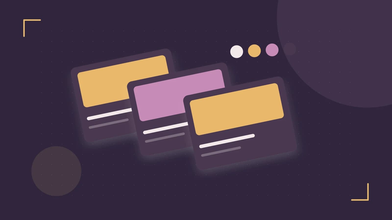 Editorial illustration of responsive browser layouts, overlapping design components and a color system