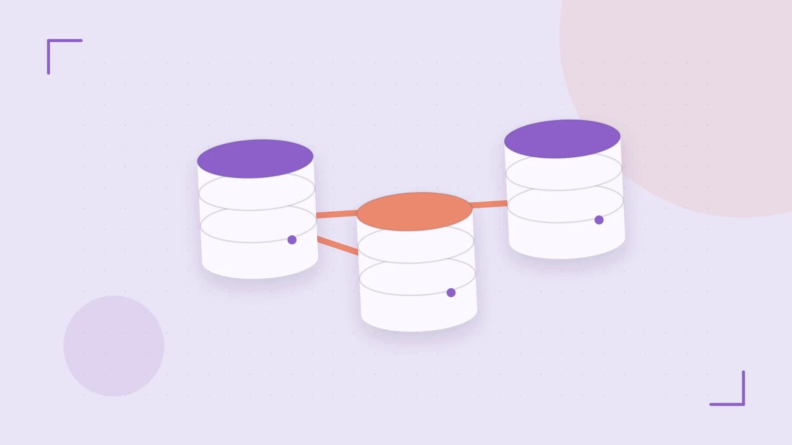 Editorial illustration of structured records, database cylinders and relationships between tables