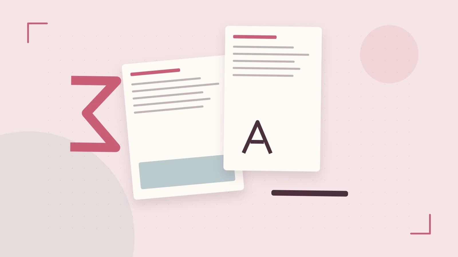 Editorial illustration of typeset pages, expressive letterform shapes and a precise editorial page grid