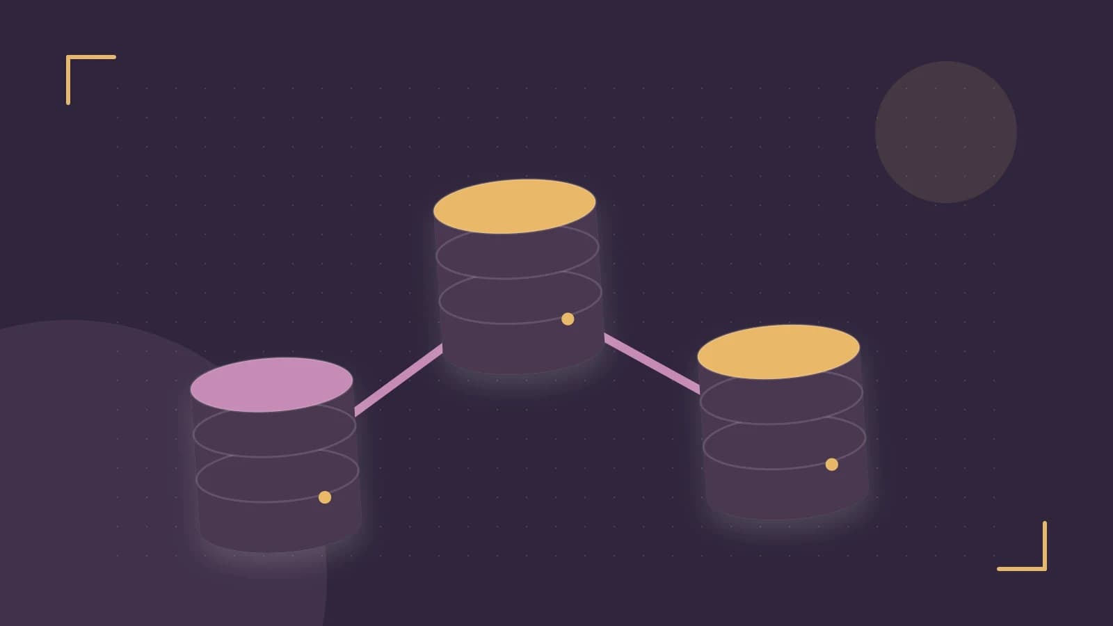 Editorial illustration of structured records, database cylinders and relationships between tables